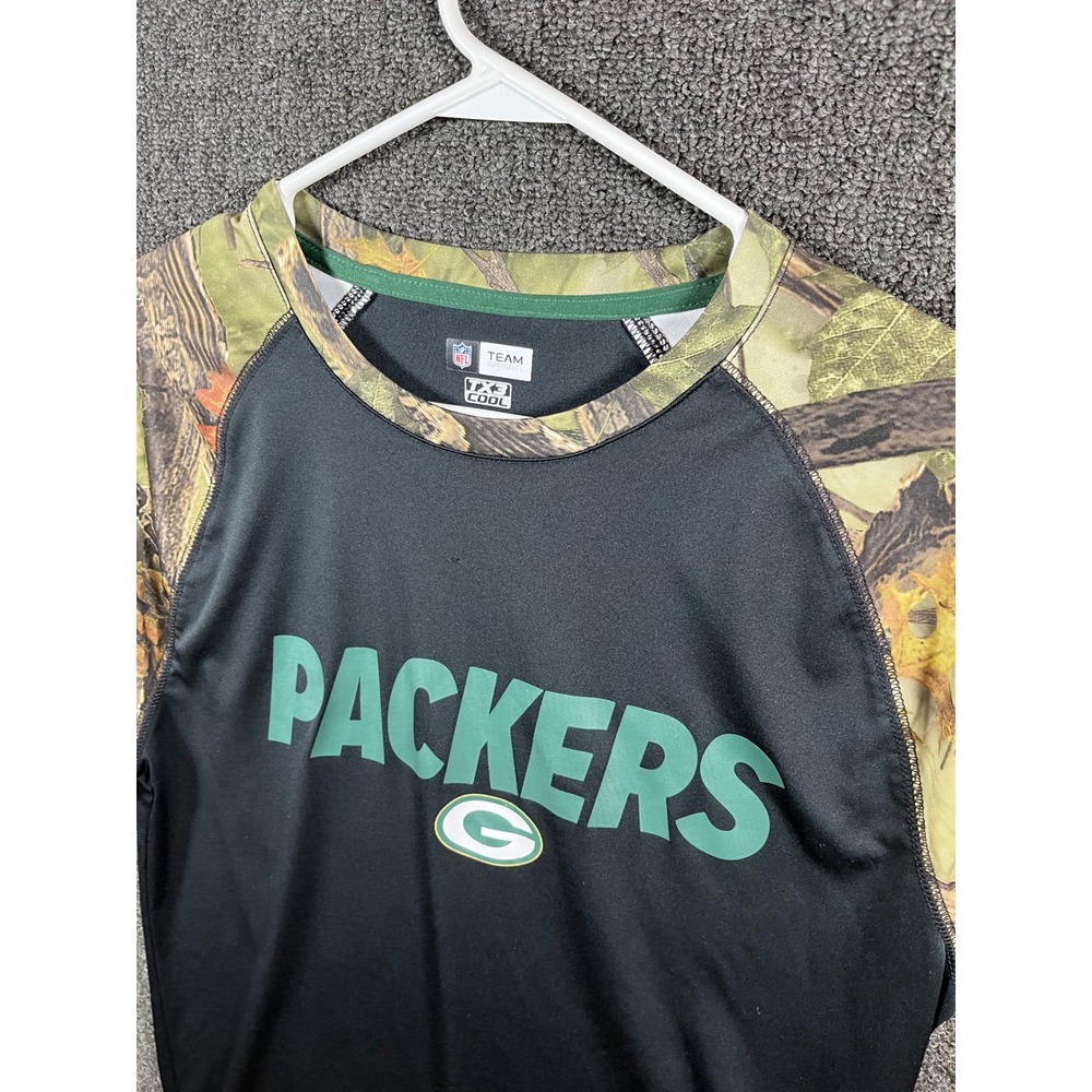 NFL Team Apparel Green Bay Packers Mens Medium Camo Long Sleeve TX3 Cool Shirt